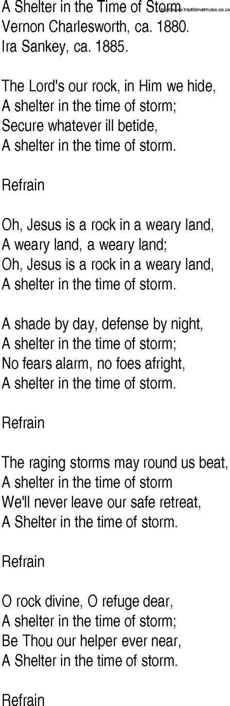 A Shelter in the Time of Storm > Lyrics .